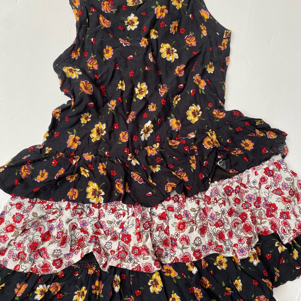 Blueberi Boulevard Black Floral Dress with Yellow and Red Blooms